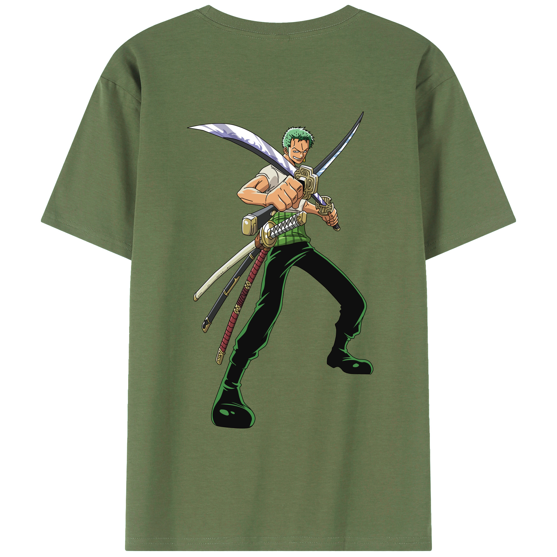 ワンピース ロロノア・ゾロ ONE PIECE Roronoa Zoro 綿100％ メンズ半袖Tシャツ（バックプリント） 通気性